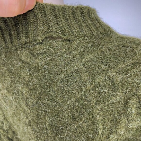 MONTAGUT VTG Wool Boxy Button up Ruffled Velevet Suede Green Cardigan s S-M - Picture 7 of 11